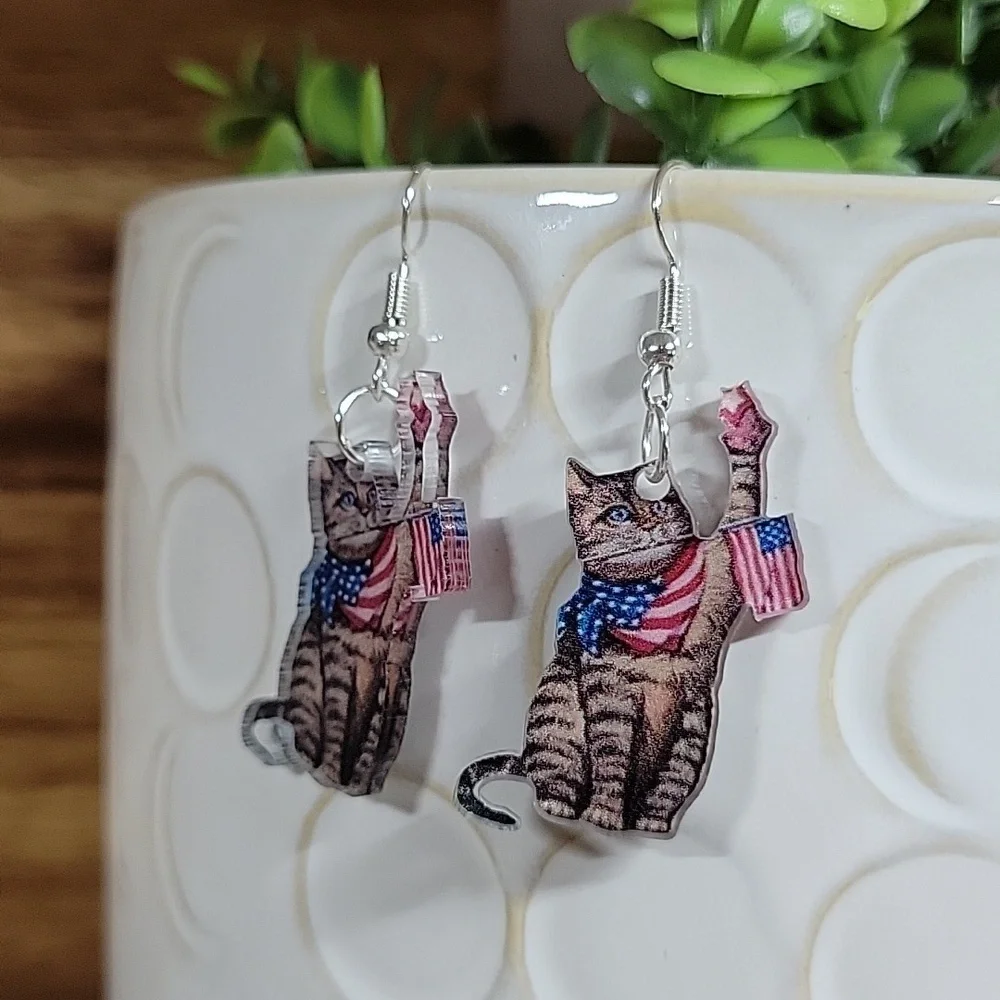🔥LAST PAIR🔥 4th of JULY CAT EARRINGS